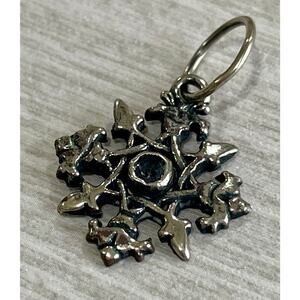 Love Heals Blue Zircon DECEMBER Birthstone Round White Bronze Charm LH93